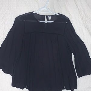 Black 3/4 arm sleeve blouse top